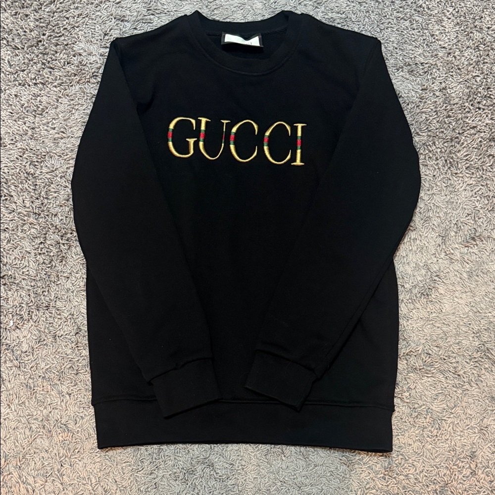 Gucci Black Crewneck Sweater with Gold Logo